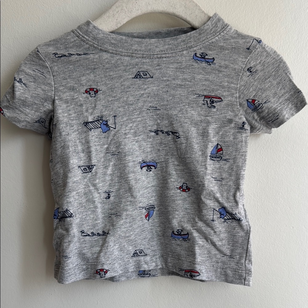 Carter’s Gray Baby T-Shirt with Nautical Animal Print - size 6M
